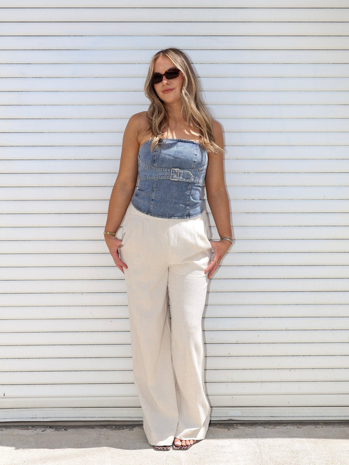 BUCKLE UP DENIM TOP