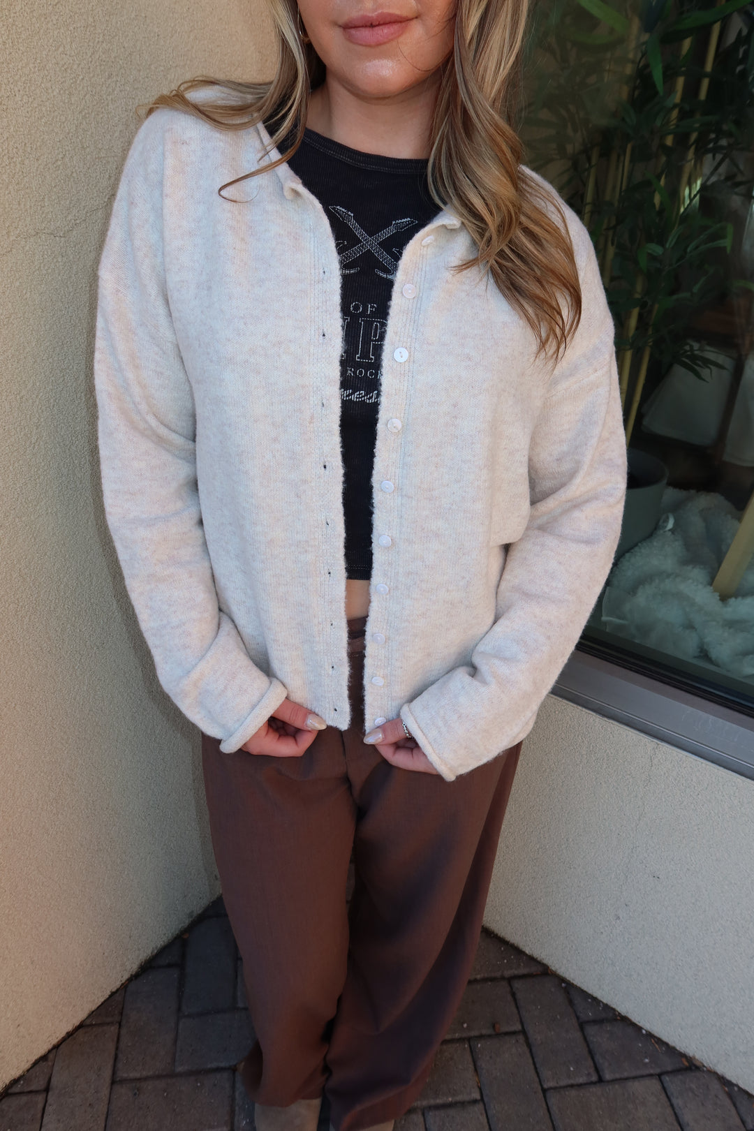 EVERYDAY ESSENTIAL BUTTON DOWN CARDIGAN