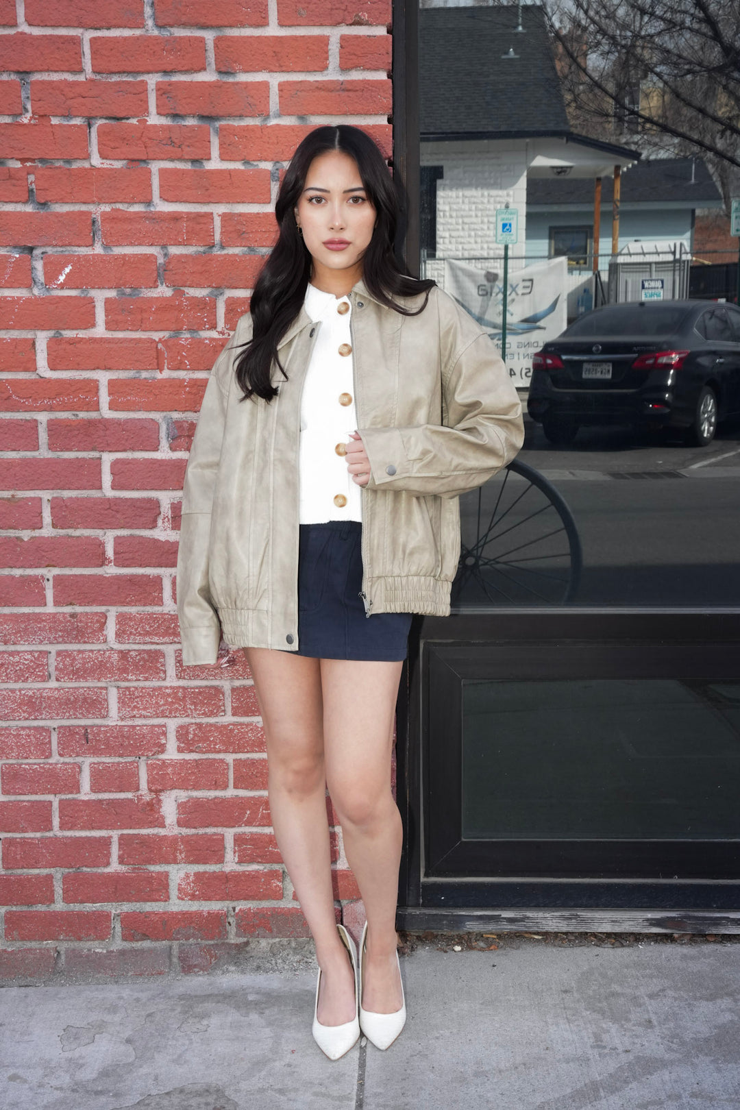 LEXI FAUX LEATHER BOMBER JACKET