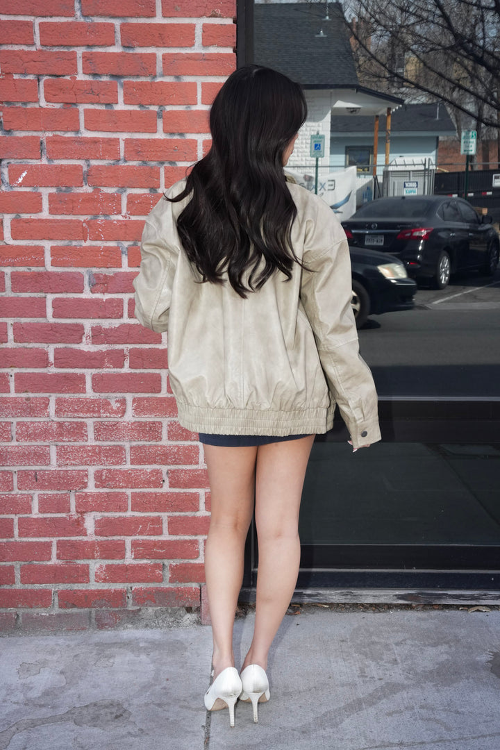 LEXI FAUX LEATHER BOMBER JACKET