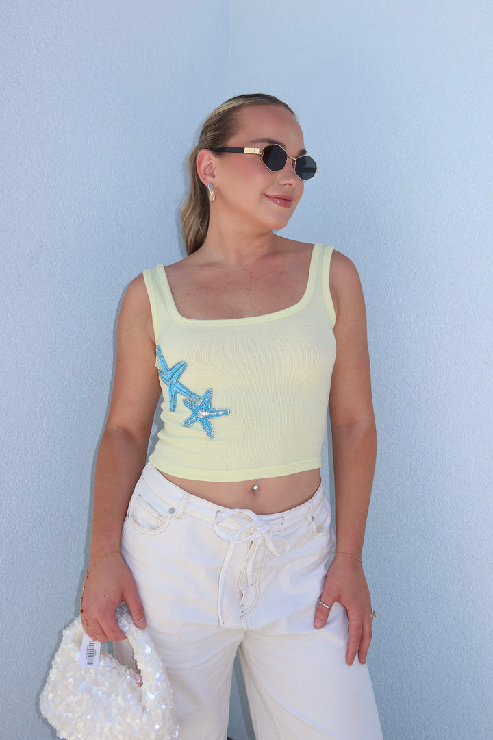 The Elin Starfish Beaded Ribbed Tank