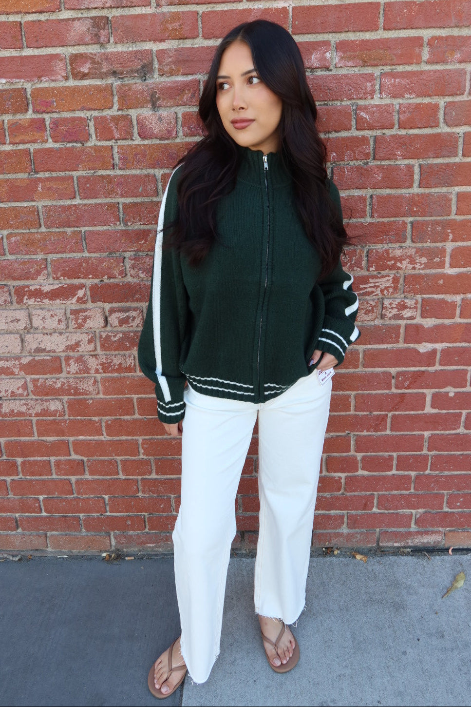 Westwind Contrast Stripe Zip-Up Sweater
