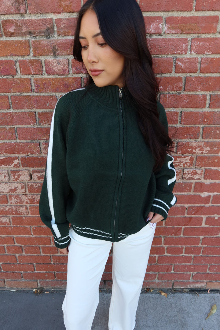 Westwind Contrast Stripe Zip-Up Sweater