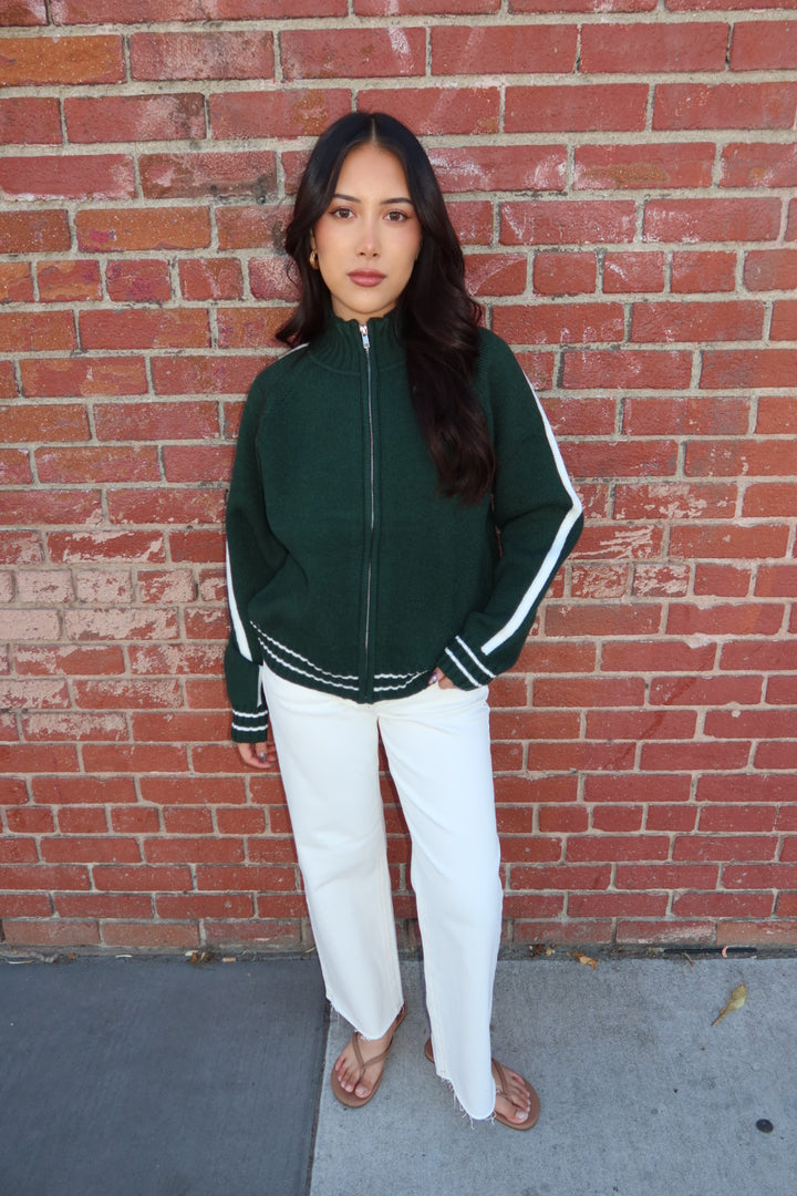 Westwind Contrast Stripe Zip-Up Sweater