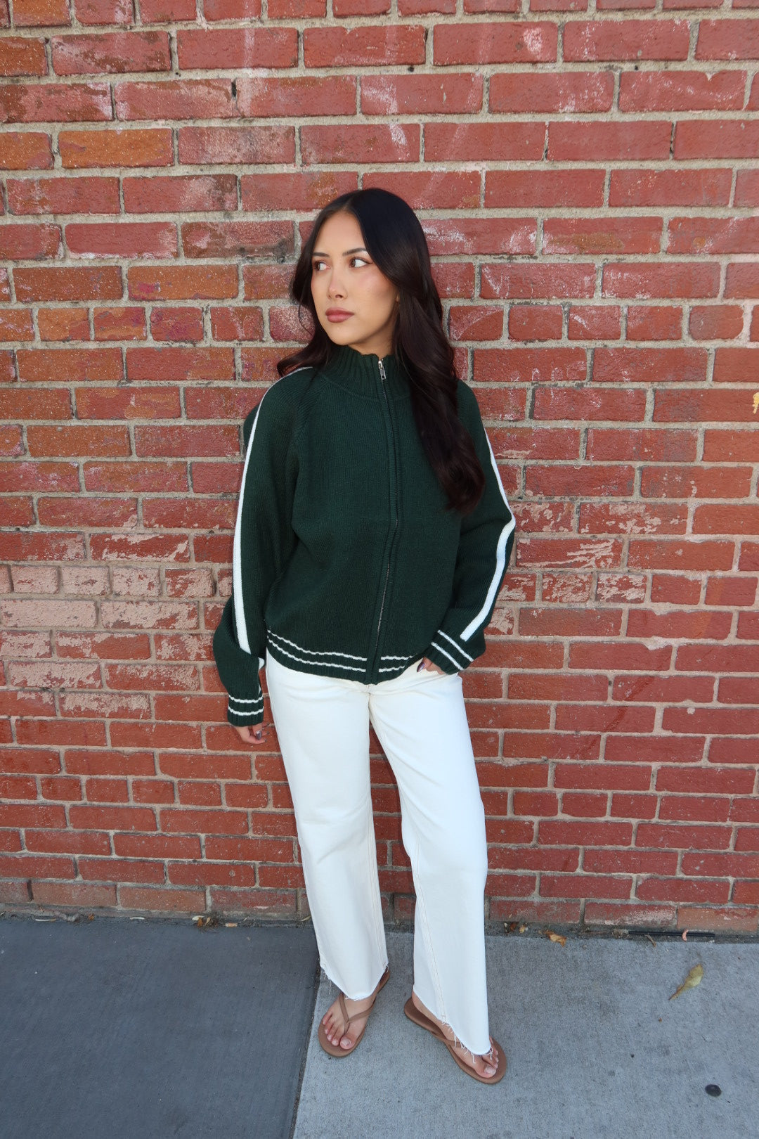 Westwind Contrast Stripe Zip-Up Sweater