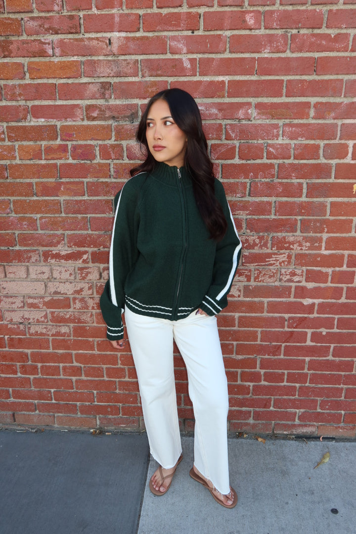 Westwind Contrast Stripe Zip-Up Sweater