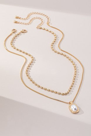 BEAD CHAIN AND PEARL NECKLACE SET