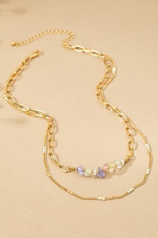 2 ROW MIXED CHAIN WITH STONES