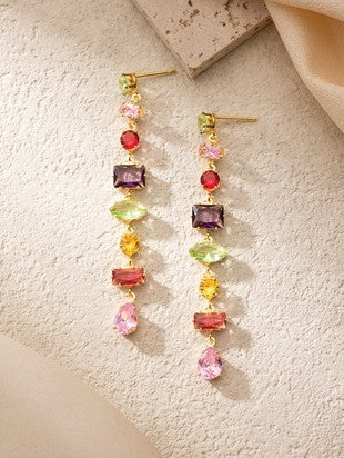 MULTICOLOR CRYSTAL DROP EARRINGS