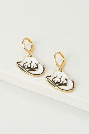 COWBOY HAT HUGGIE EARRINGS