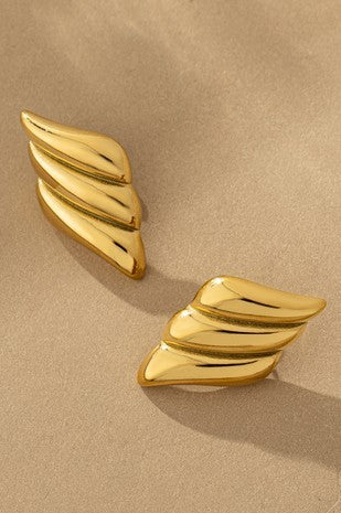 NON TARNISH STAINLESS WING STUD EARRINGS