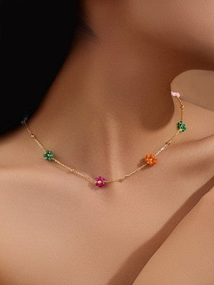 BRAIDED BEADED FLOWER NECKLACE