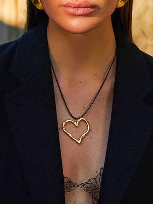 18K NON-TARNISH HEART ROPE NECKLACE