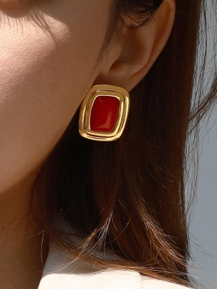 18K NON-TARNISH CLASSIC SQUARE EARRINGS