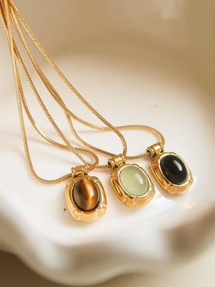 18k Non-Tarnish Natural Stone Necklace