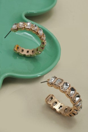 LARGE RHINESTONE HOOP EARRINGS