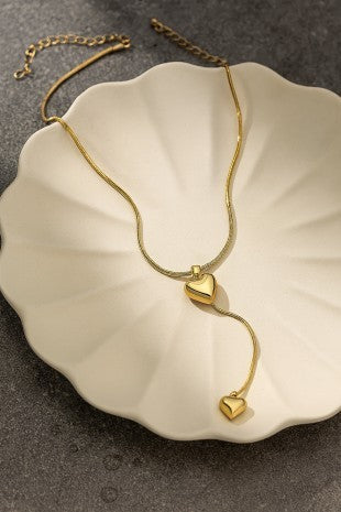PUFFY HEART CHAIN DROP NECKLACE