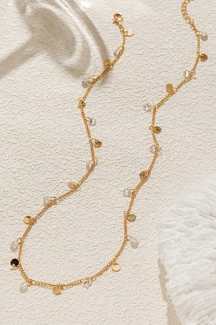 18K BEADED DISC STATION NECKLACE