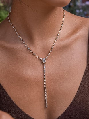 LUMIERE BAGUETTE TENNIS LARIAT NECKLACE