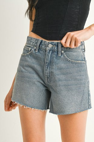 Sunset High-Rise A-Line Denim Shorts