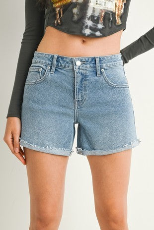 Festival Mid-Rise Cuffed Denim Shorts