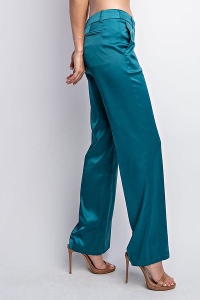 EMERALD SATIN PANTS