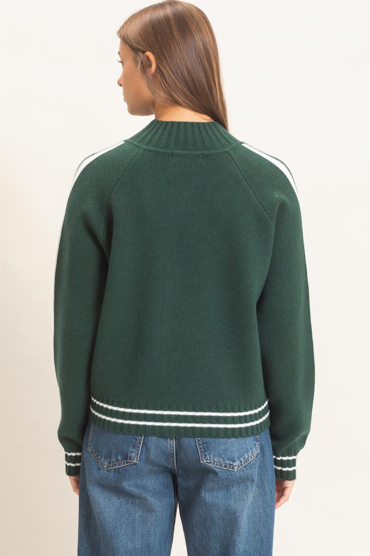 Westwind Contrast Stripe Zip-Up Sweater
