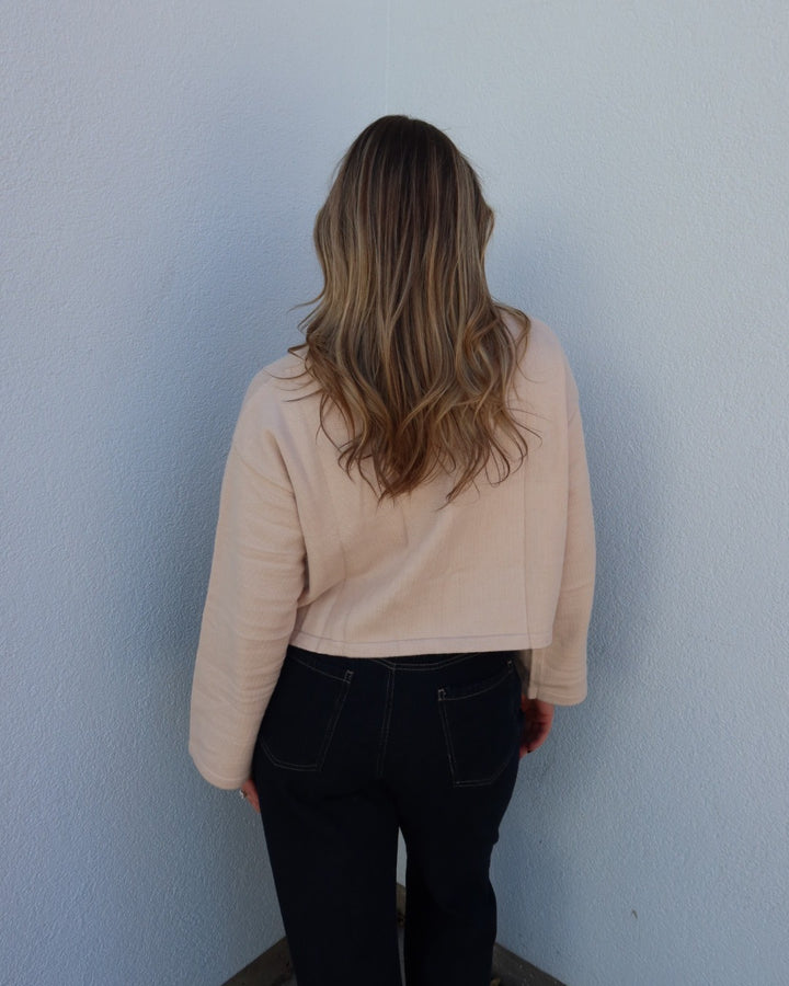 Deacon Crewneck Button Down Cardigan - Beige