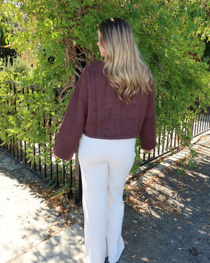 Deacon Crewneck Button Down Cardigan - Brown
