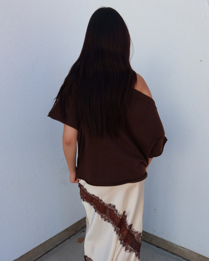 Dunes Asymmetrical Boxy Short Sleeve Top - Brown