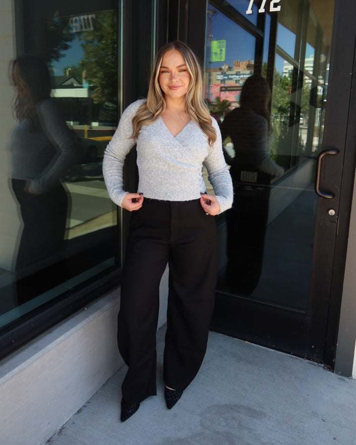 Eleanor Tailored Wide Leg Trousers - Black