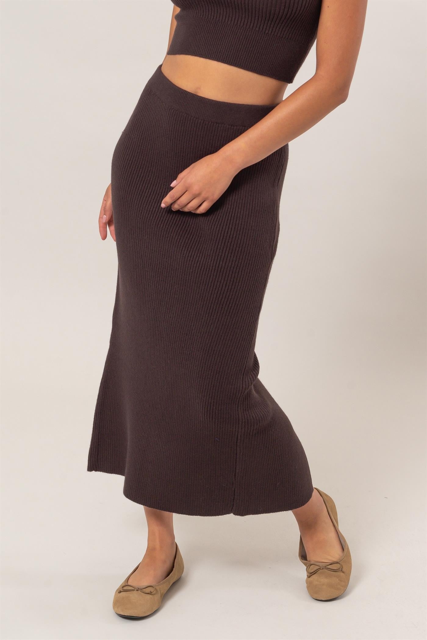 ESPRESSO KNIT MIDI SKIRT