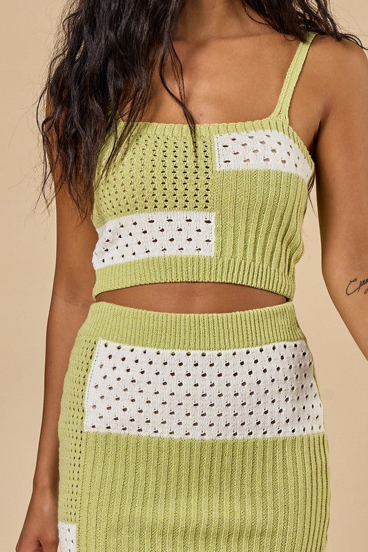 PATCHWORK SWEATER MINI SKIRT